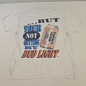 Vintage 90s BUD LIGHT Promo T-shirt Size Large Heather Gray I Love You Man...
